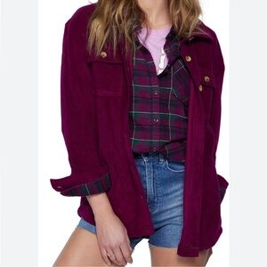 O’Neill Collins Women's Solid Fleece Long Sleeve Burgundy Purple Shacket Shirt